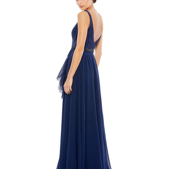 Mac Duggal Rhinestone Chiffon Gown, Dress - Picture 2 of 14